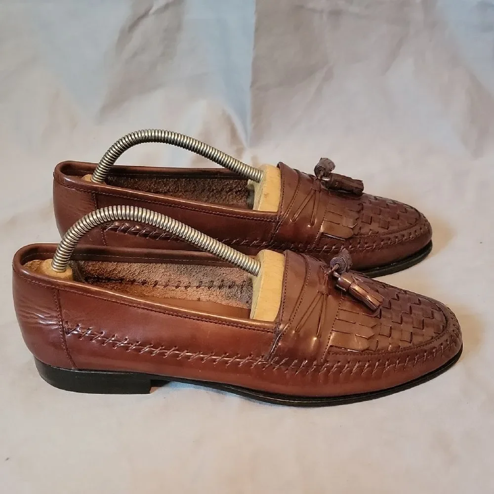 Giorgio Brutini Brown Leather Loafers with Kiltie Fringe 9.5 D New